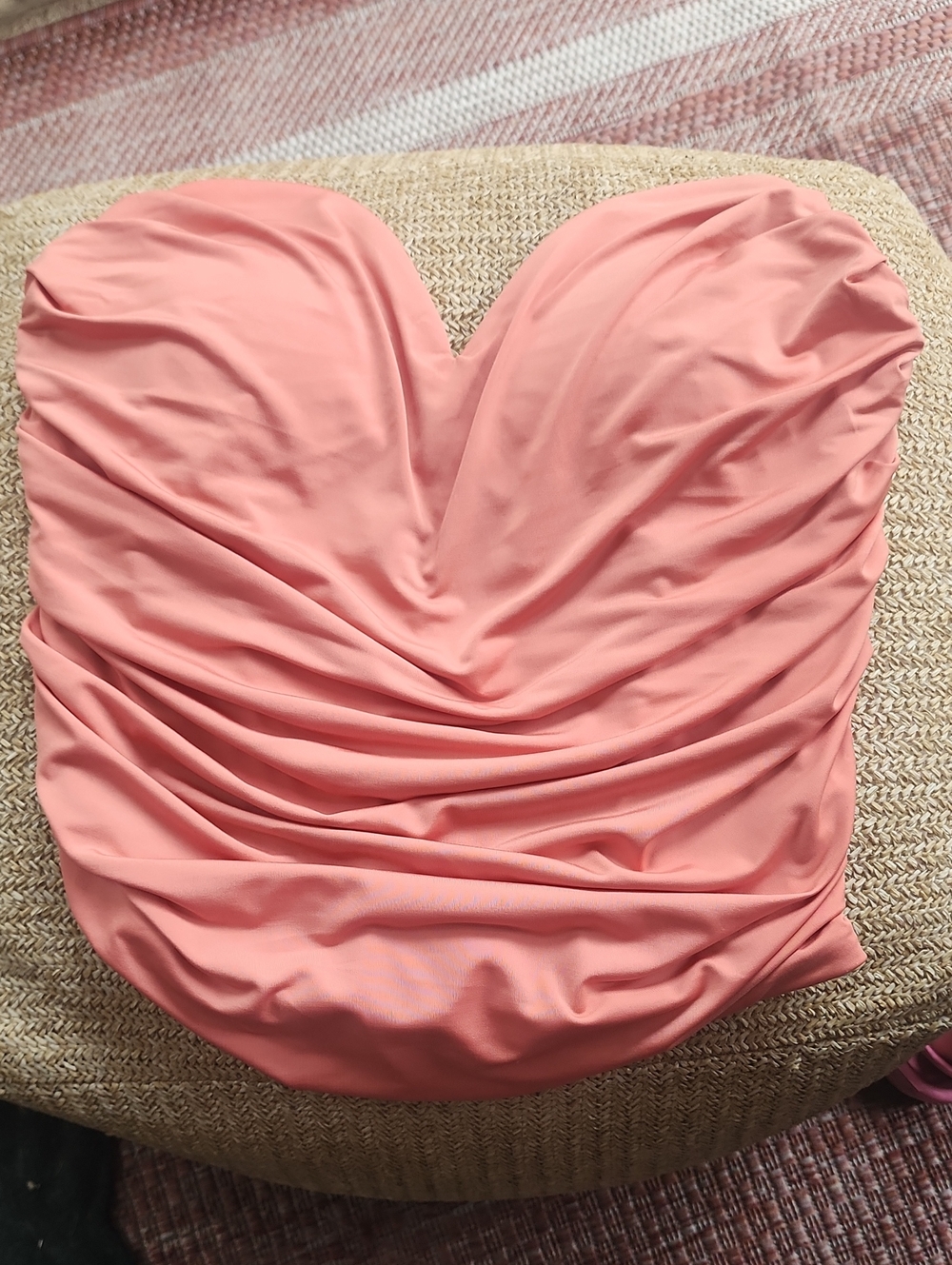 Express Body Contour Coral Strapless Ruched Bustier Top